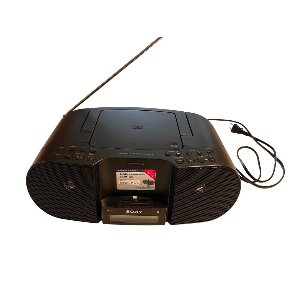 Sony ZS-S3IPN Personal Audio System CD Boombox iPhone iPod Lightning Dock Black